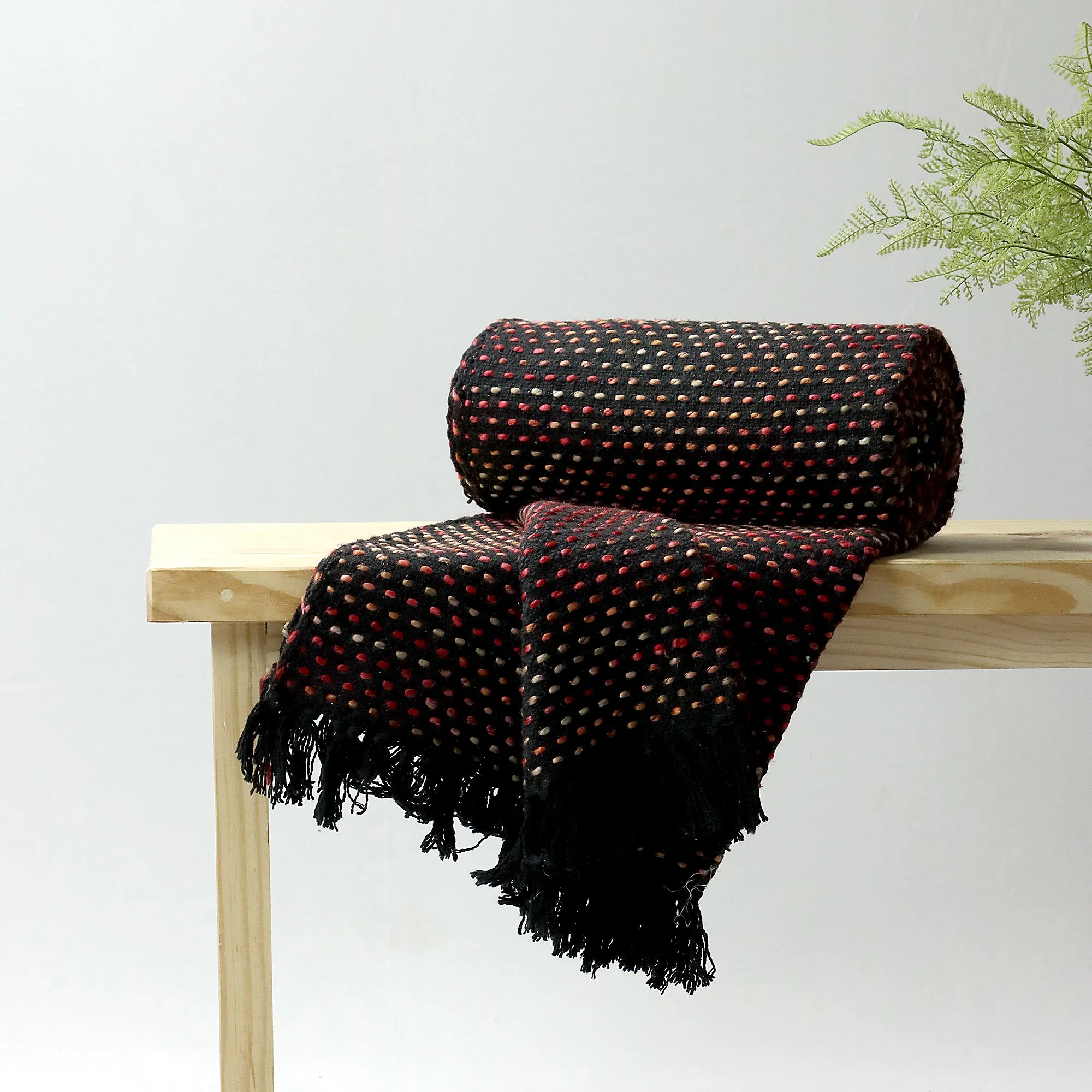 Luxury Black Cotton Throws For Couch | Living Room