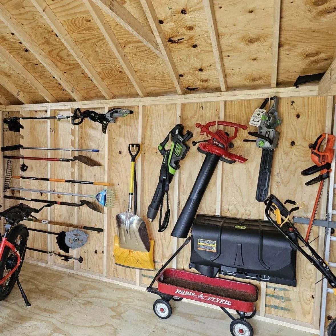 MAX SHED ORGANIZATION KIT | Storage Yard Garded Shed,  Sheds For Sale, Yard Tool Organizer, Garden Tool Storage, Yard tool Rack, Shed Accessories