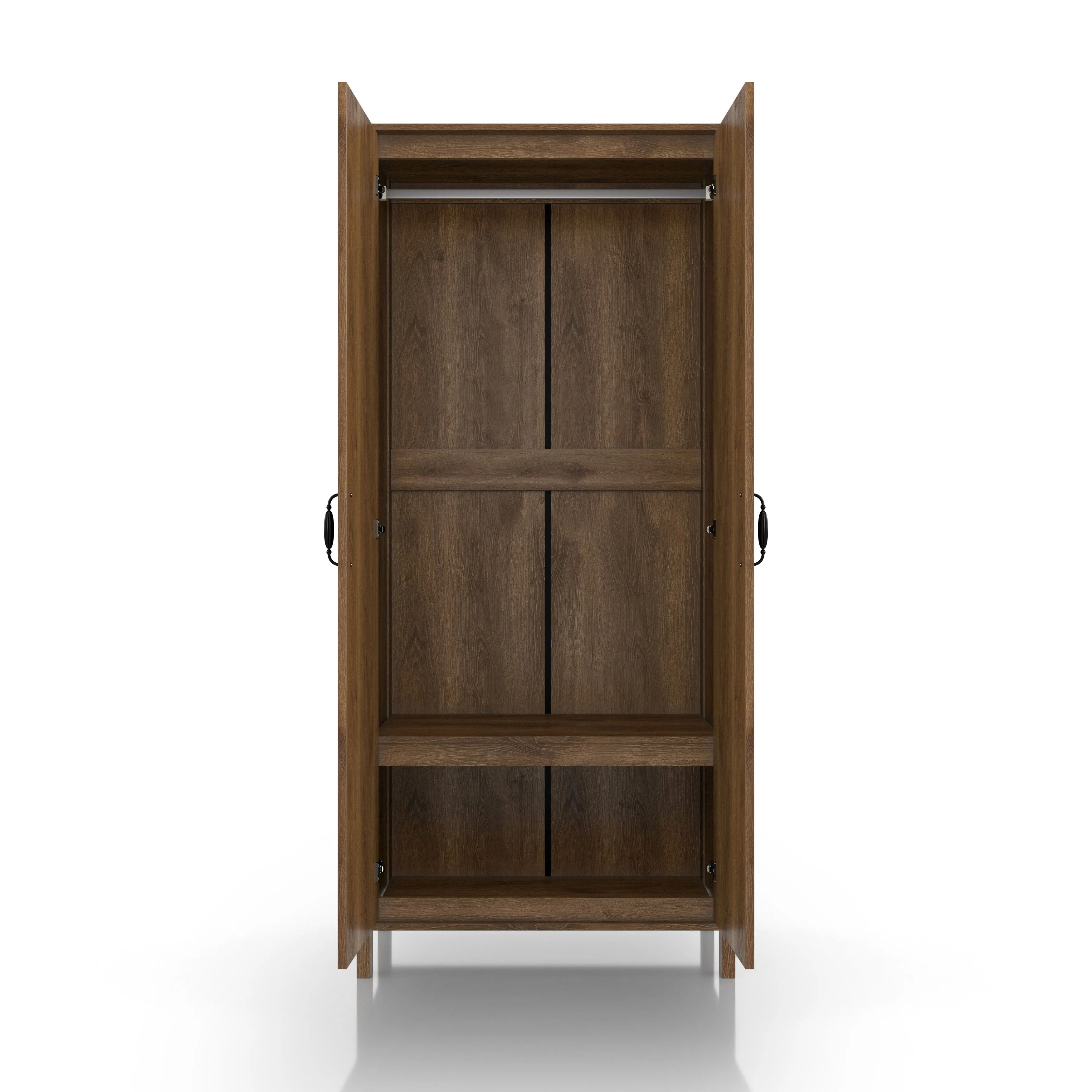 Mennala Rustic Distressed Walnut 2-door Wardrobe Closet with Shelves