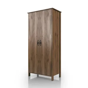 Mennala Rustic Distressed Walnut 2-door Wardrobe Closet with Shelves