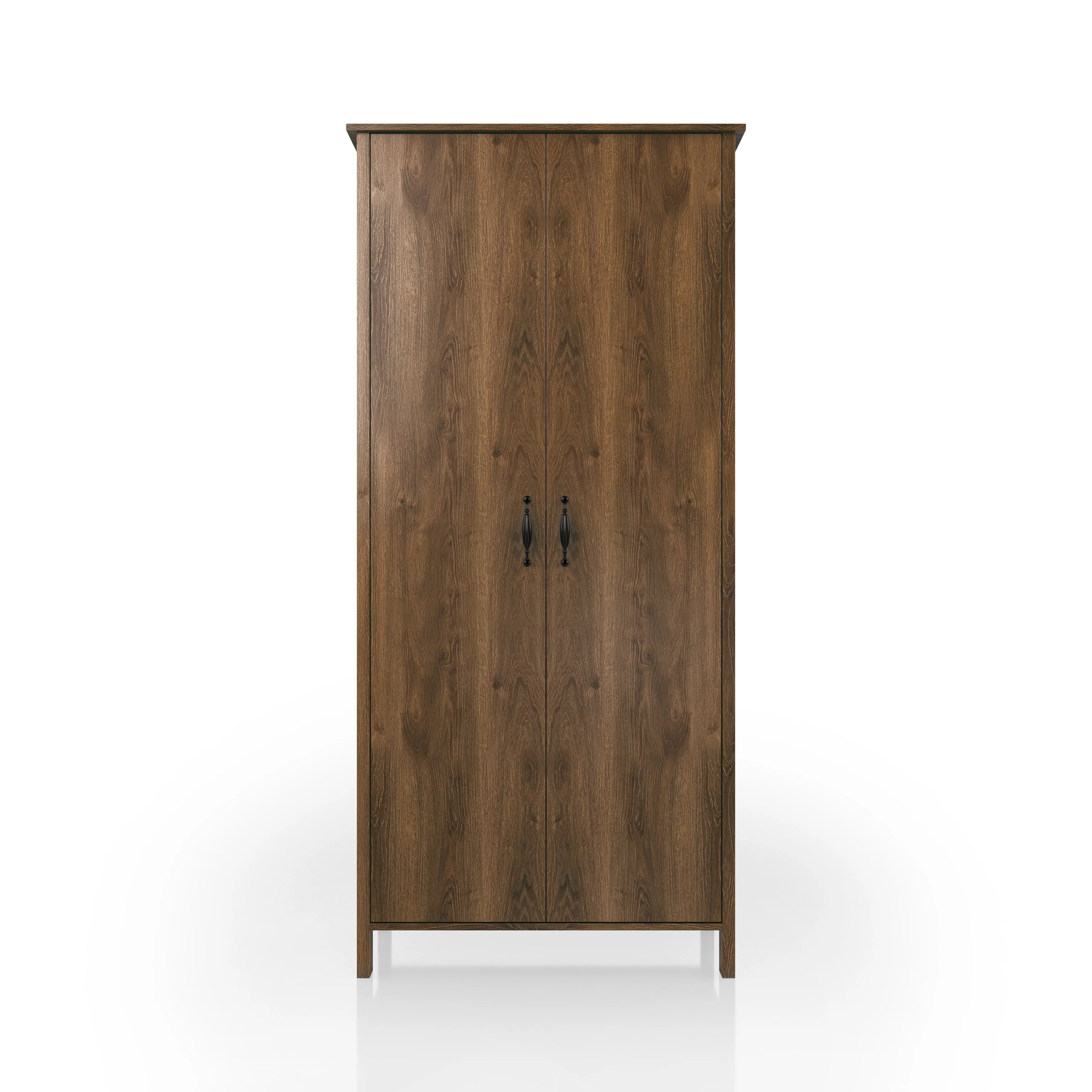 Mennala Rustic Distressed Walnut 2-door Wardrobe Closet with Shelves
