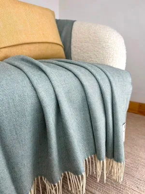 Merino Lambswool Throw - Topaz Herringbone - McNutt of Donegal