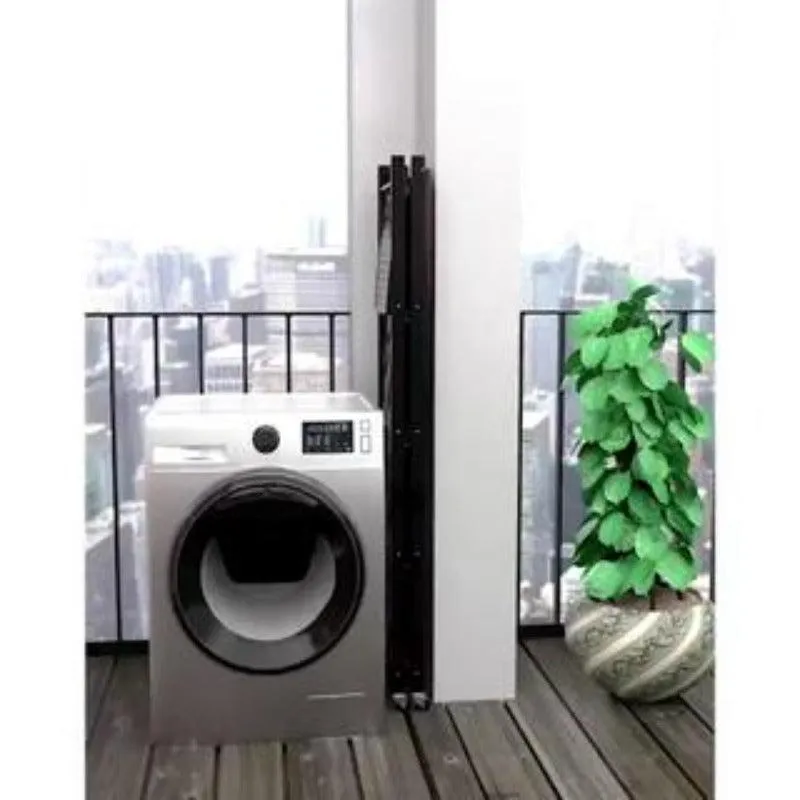 Metal Adjustable and Foldable Storage Rack Unit with Wheel 4 Layer Foldable (Black)