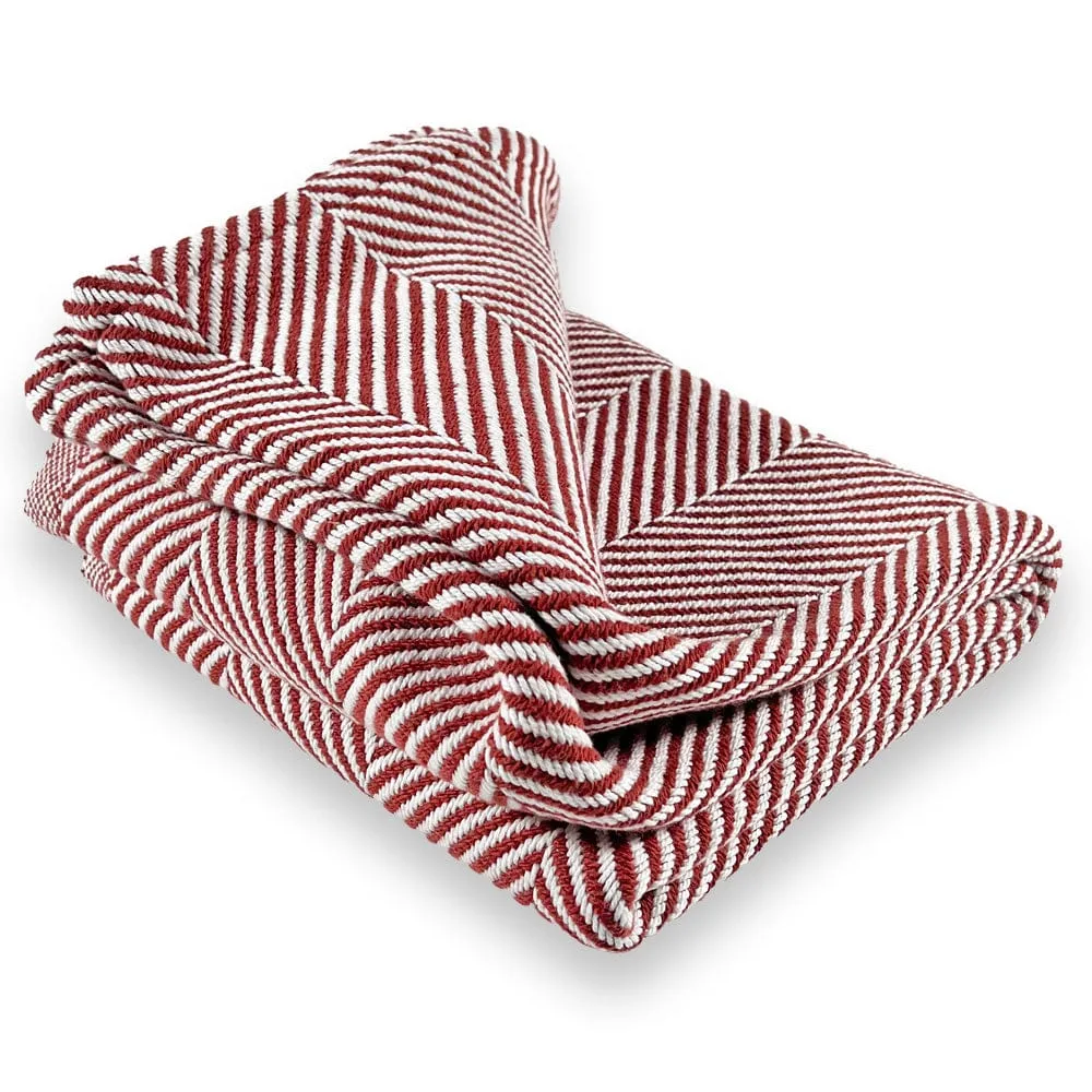 Monhegan Cotton Throw Without Fringe - Red Ochre