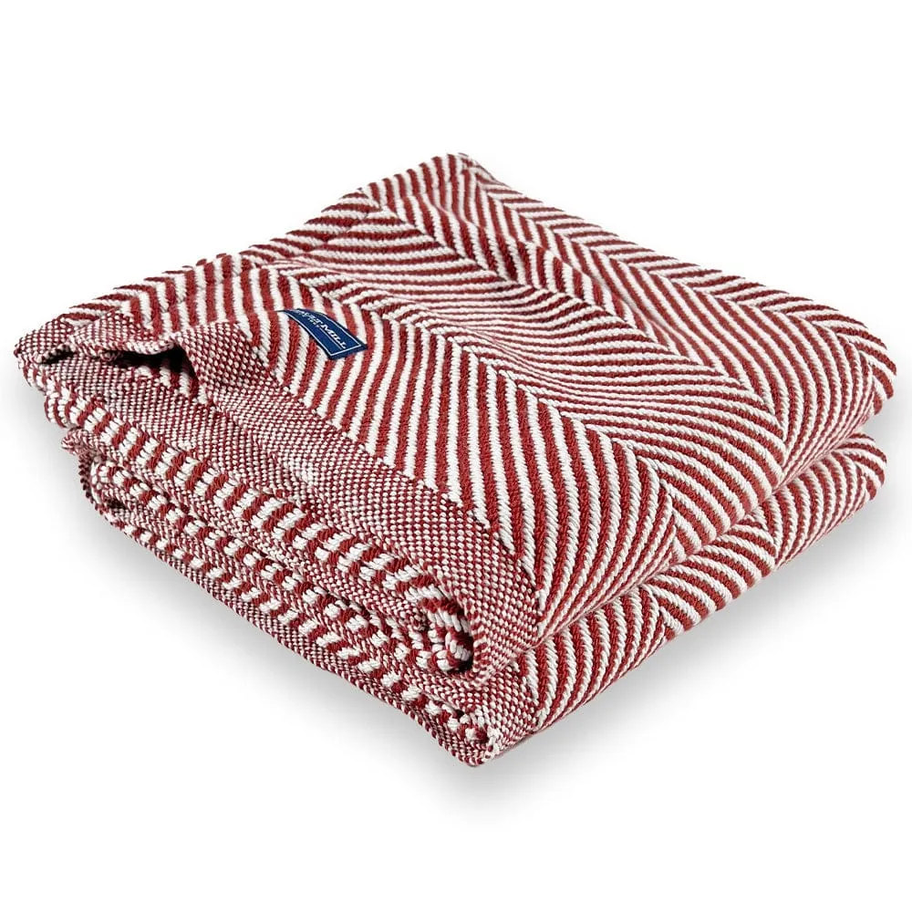 Monhegan Cotton Throw Without Fringe - Red Ochre