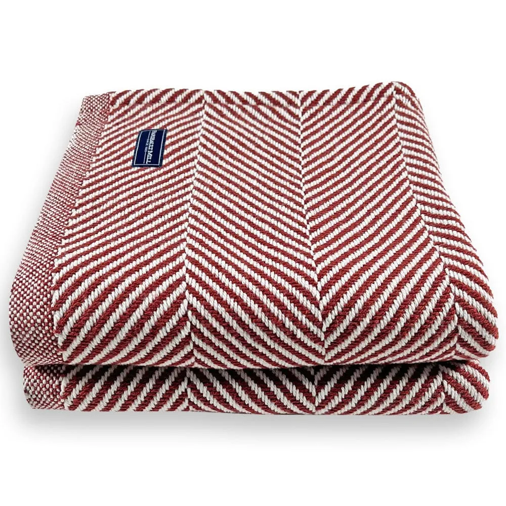 Monhegan Cotton Throw Without Fringe - Red Ochre
