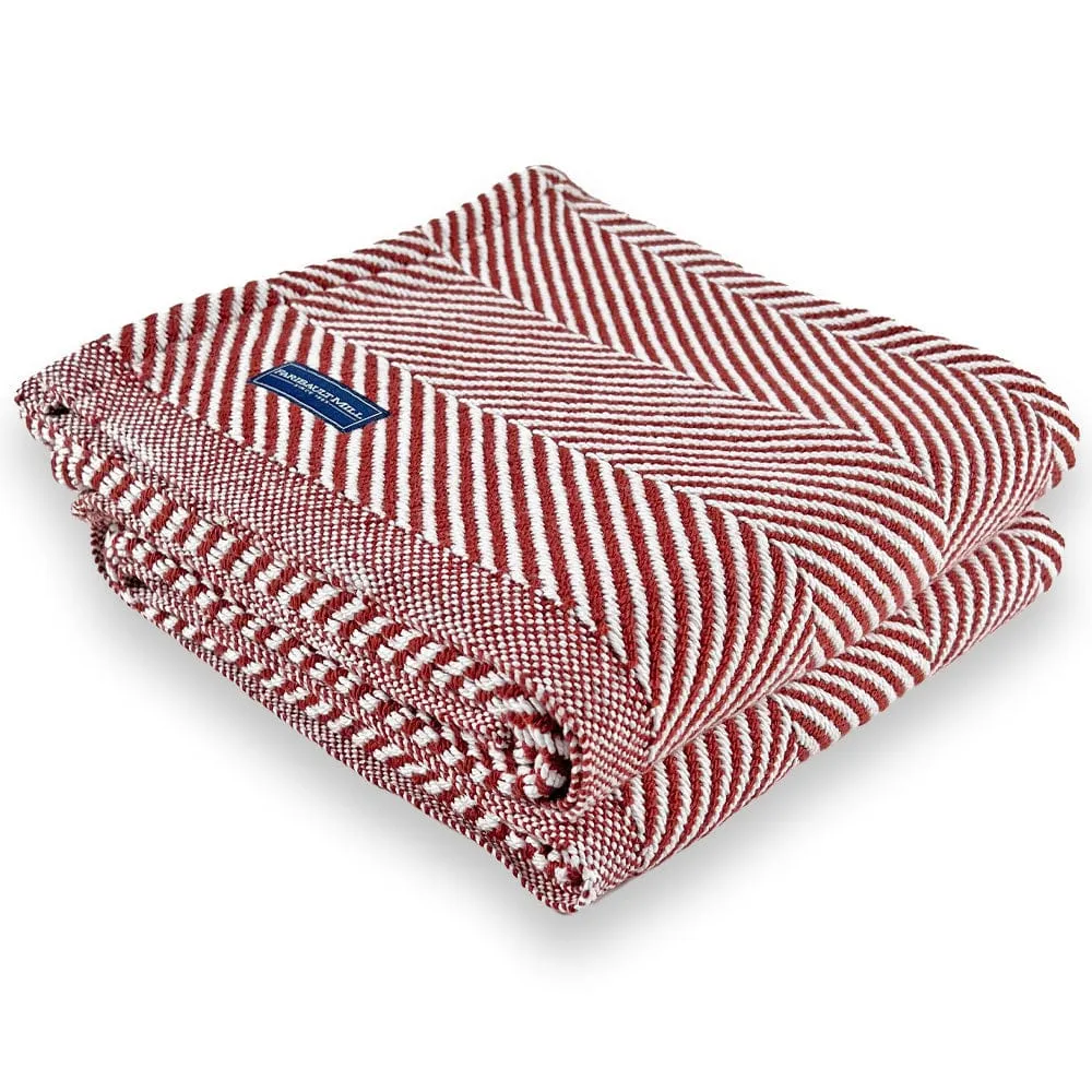 Monhegan Cotton Throw Without Fringe - Red Ochre