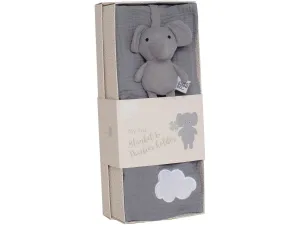 My First Blanket and Elephant Pacifier' Grey Gift Set