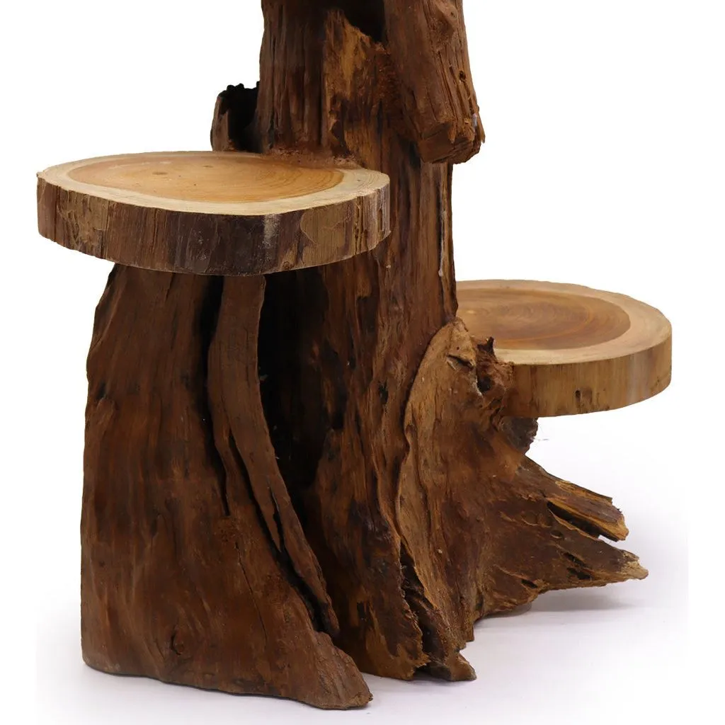 Natural Wooden Display Unit Shelves - Teak Wood - 4 Shelf Display 75cm