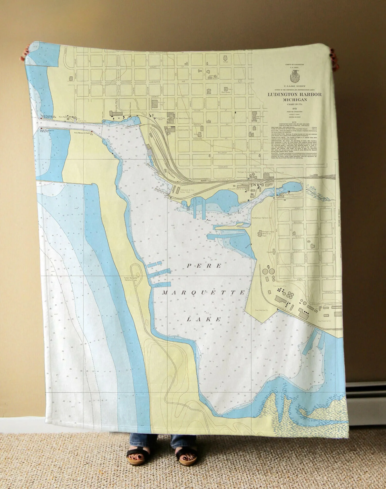 Nautical Chart Blankets, Michigan Coastal Maps