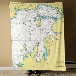 Nautical Chart Blankets, Michigan Coastal Maps