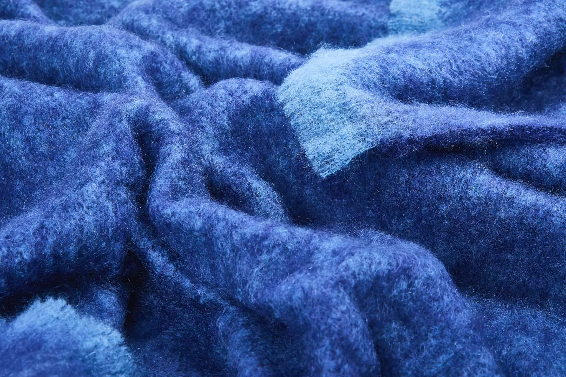 Navy Clash Mohair Throw Blanket