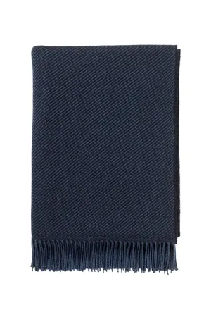 Navy Lofty Twill Merino Throw