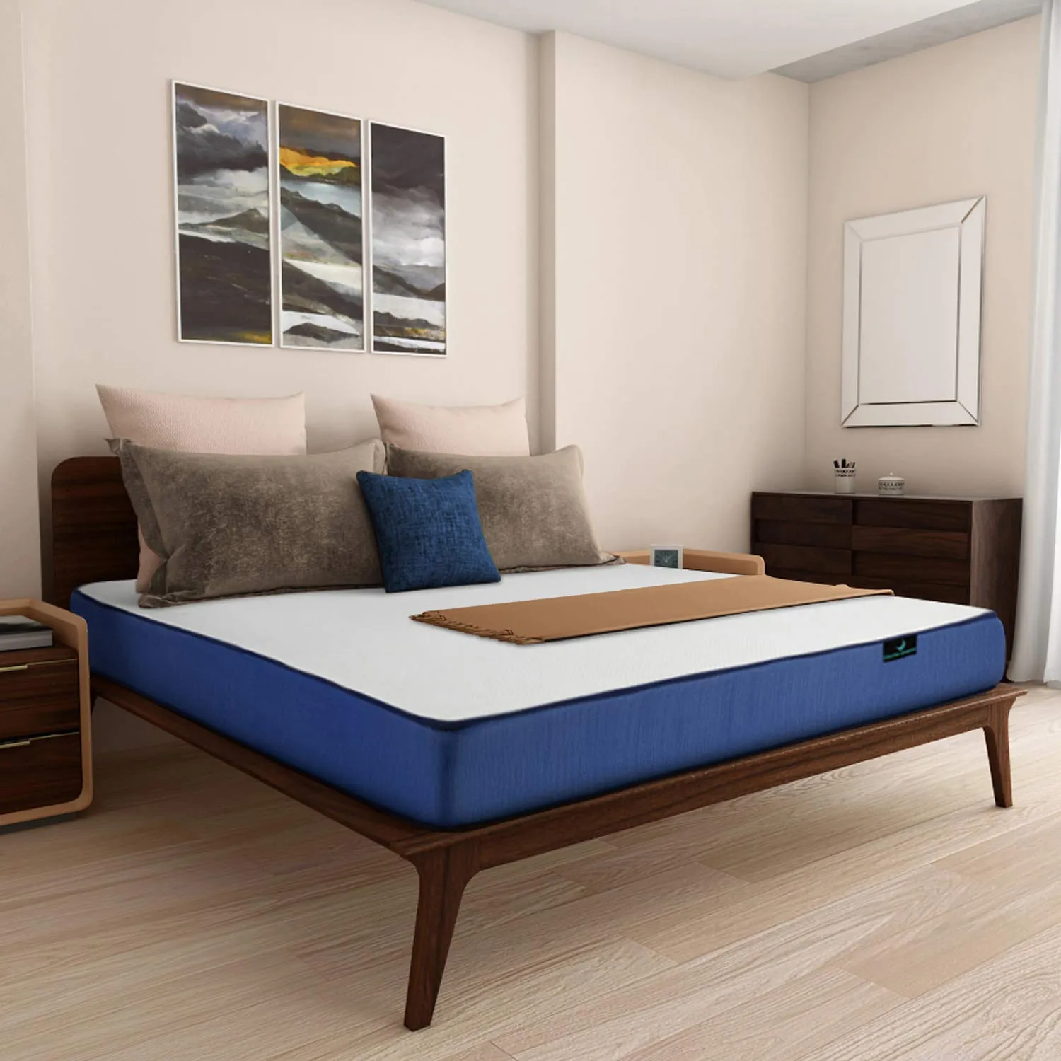 Nilkamal SLEEP Plus Memory Foam 6 Inch Orthopaedic Mattress, Ideal for Back and Neck Support, with Soft Cover, Single Size Premium Mattress (72x36x6, Blue & White)