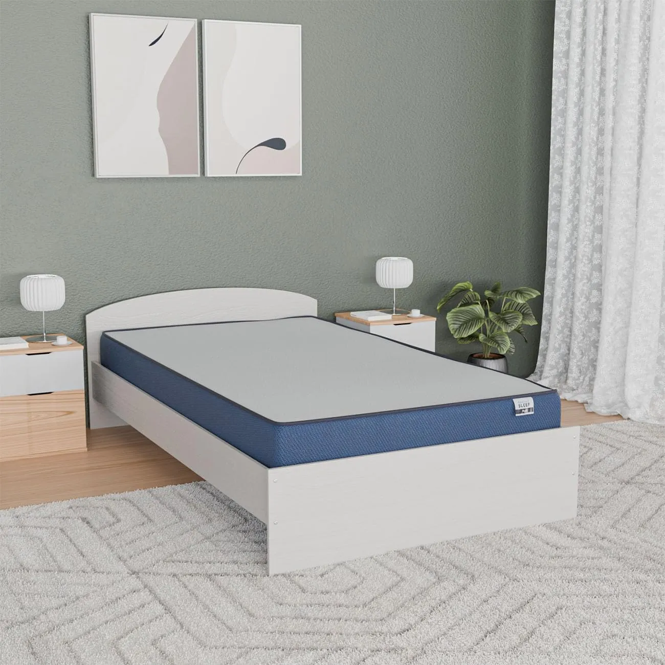 Nilkamal SLEEP Plus Memory Foam 6 Inch Orthopaedic Mattress, Ideal for Back and Neck Support, with Soft Cover, Single Size Premium Mattress (72x36x6, Blue & White)