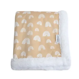 Nordic Velour Cuddle Blanket with Fleece Lining - Vanilla/Latte