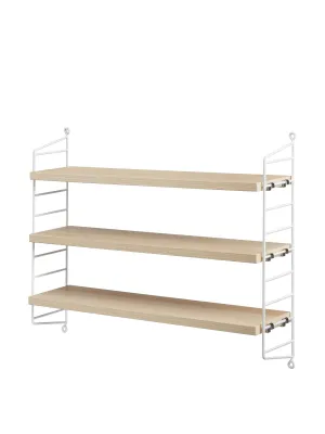 Oak and painted white metal shelf