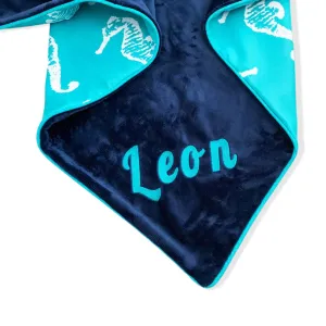 Ocean Seahorse Minky Blanket