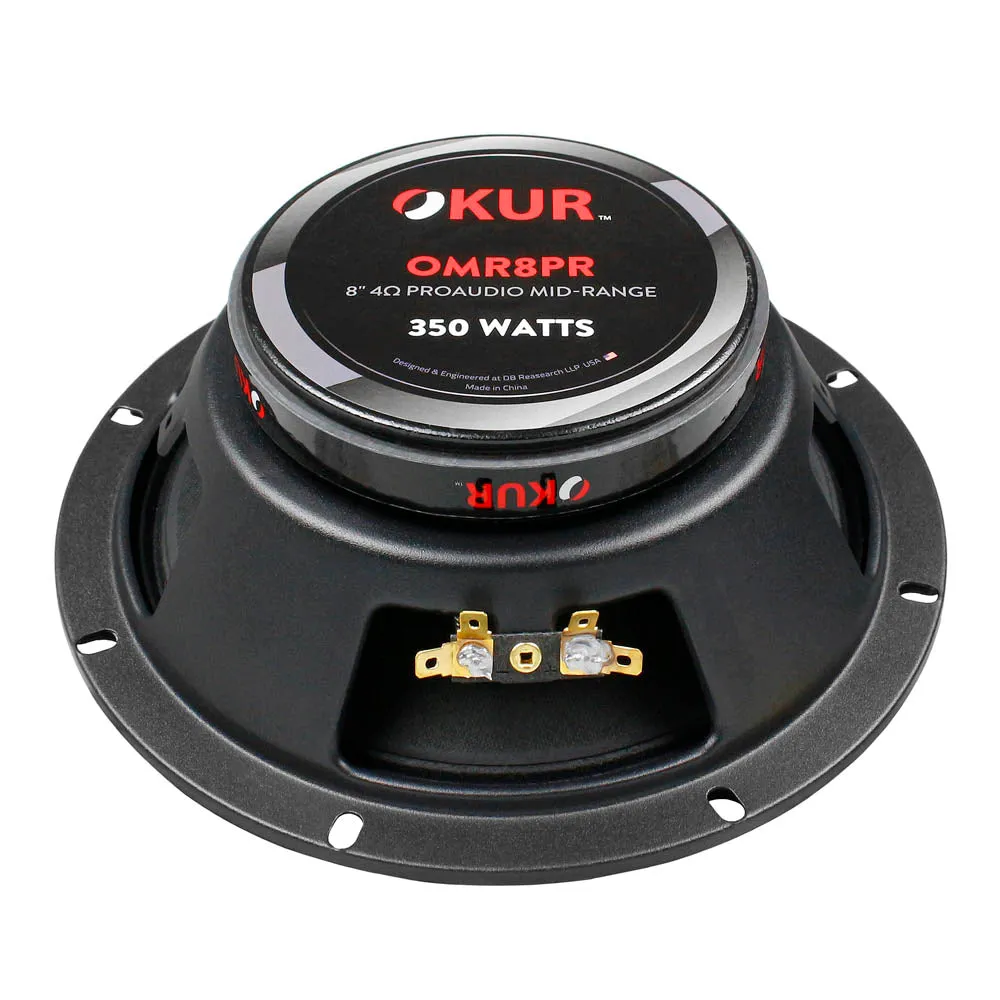 OKUR 8" Midrange Speaker Pair Pro Audio 4 Ohm 350 Watts Max Power Black OMR8PR