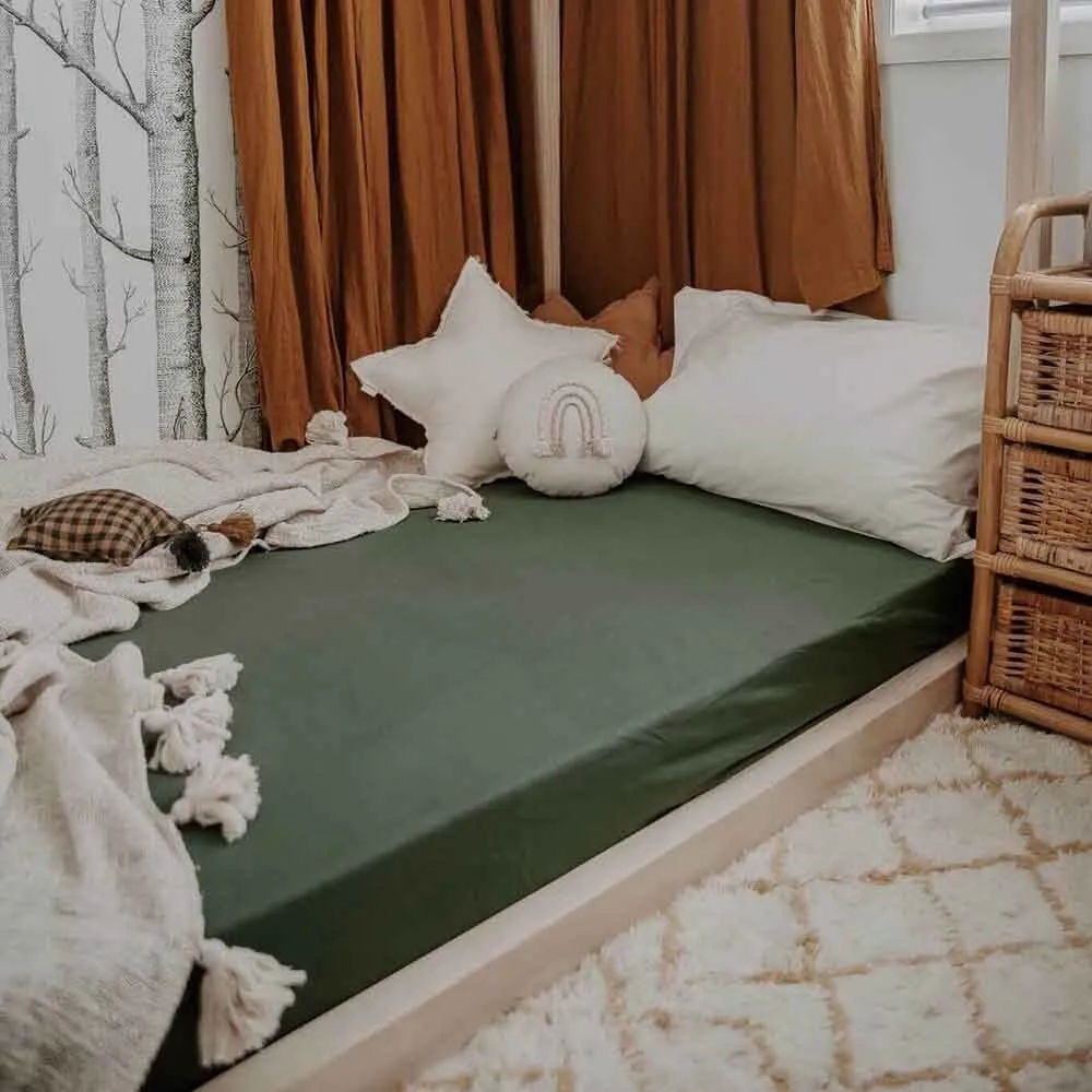 Olive Organic Fitted Cot Sheet