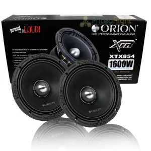 Orion Audio 1600 W Watt 8" Mid Range Bass Loud 4 Ohm Set of 2 Speakers XTX854