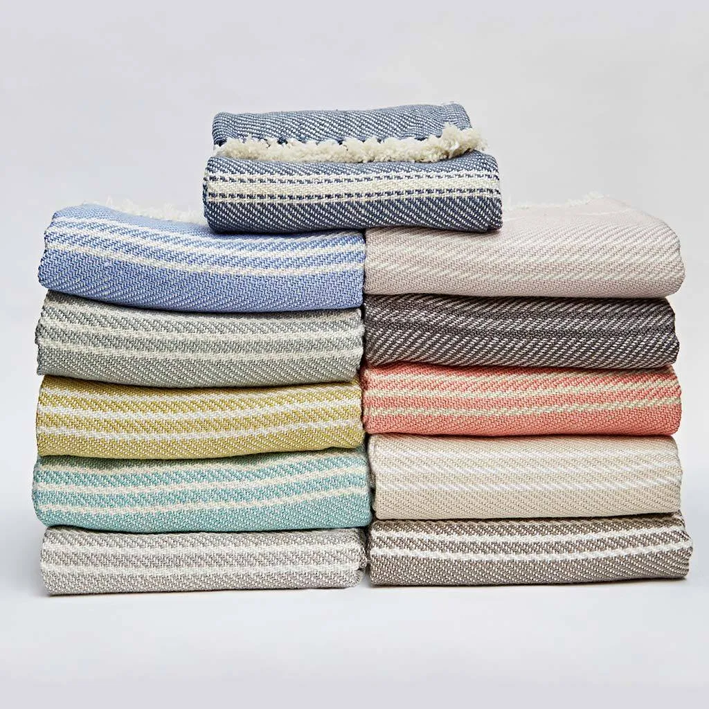 Oxford Stripe Dove Grey Blanket