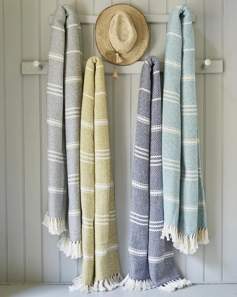 Oxford Stripe Dove Grey Blanket