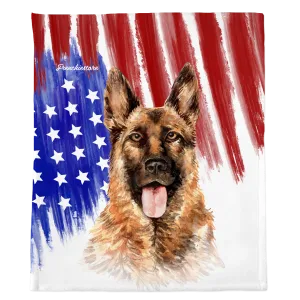 Patriotic German Shepherd Blanket | American dog in Watercolors