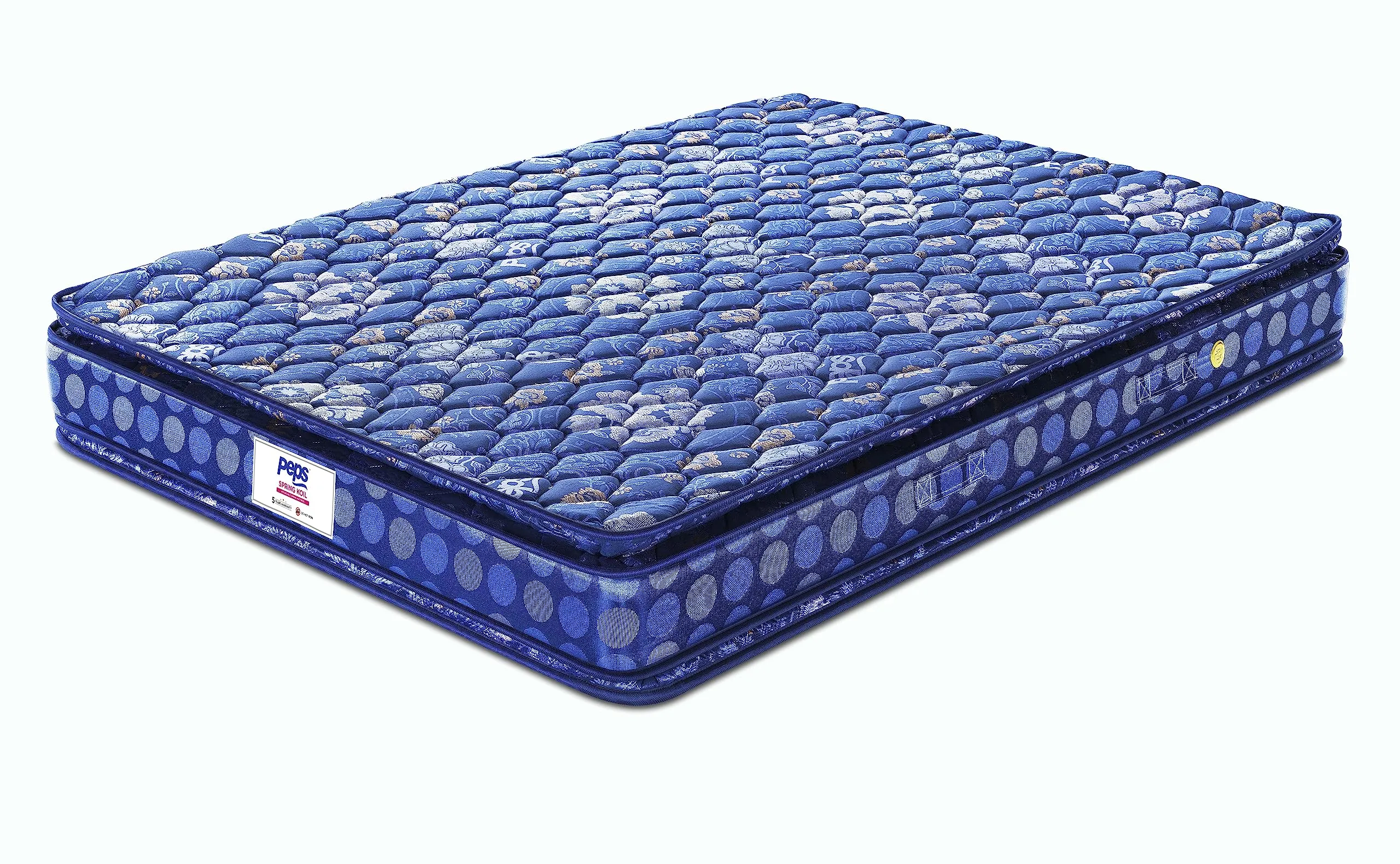 peps Springkoil Bonnell Pillow Top 8-inch Double Size Spring Mattress (Dark Blue, 72x66x08)