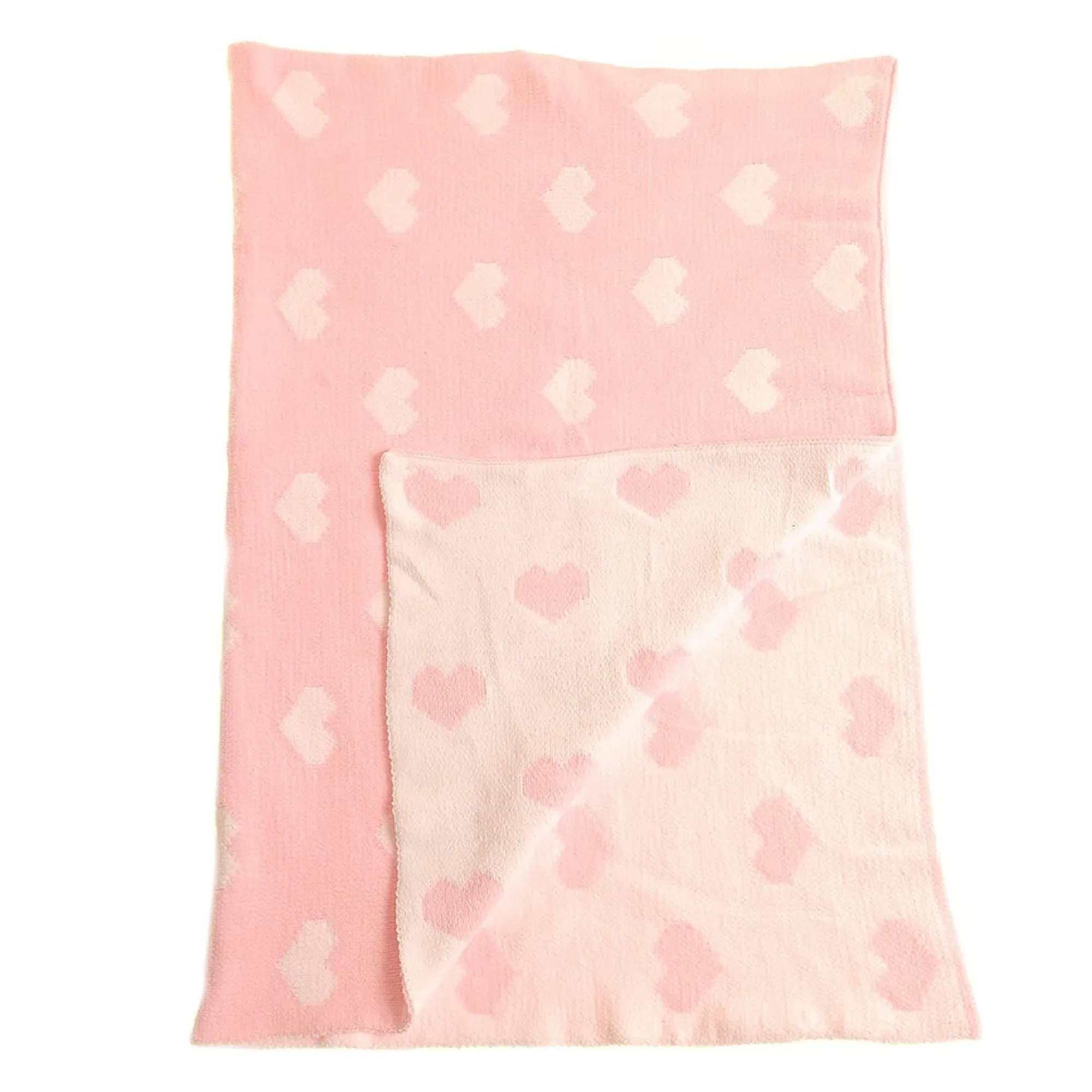 Pink and White Hearts Chenille Blanket