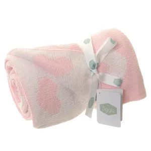 Pink and White Hearts Chenille Blanket