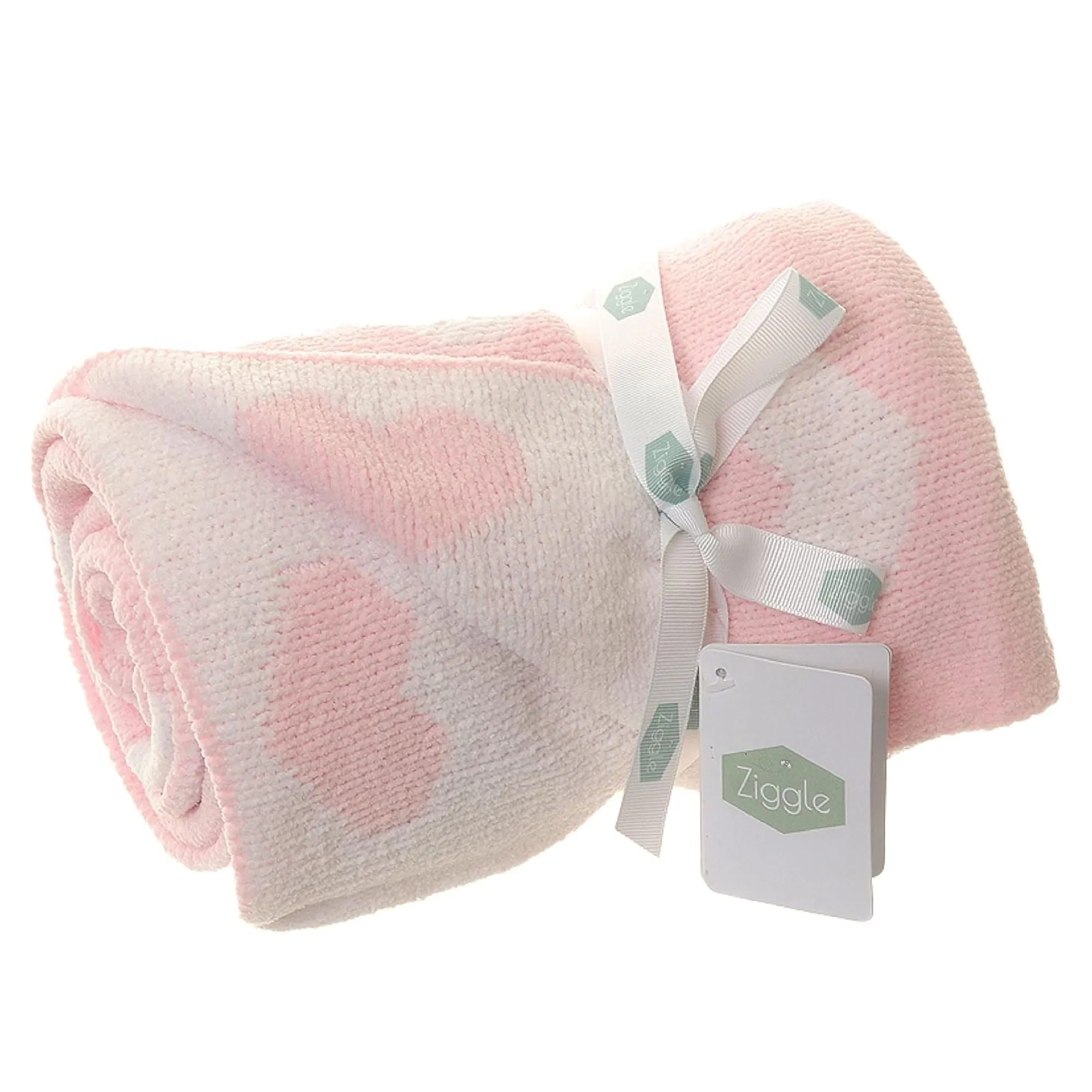 Pink and White Hearts Chenille Blanket