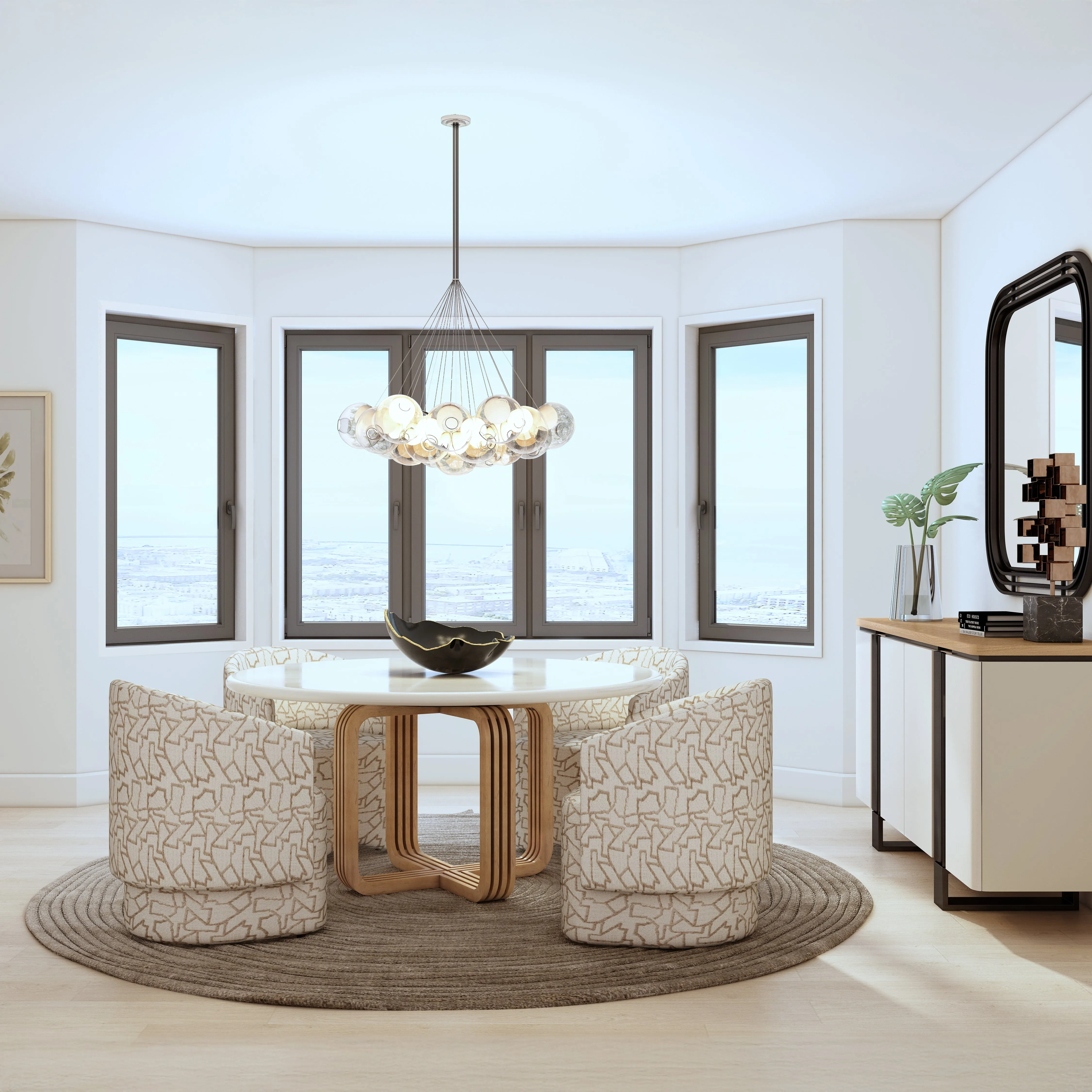 PORTICO 4 Doors White & Wood Sideboard