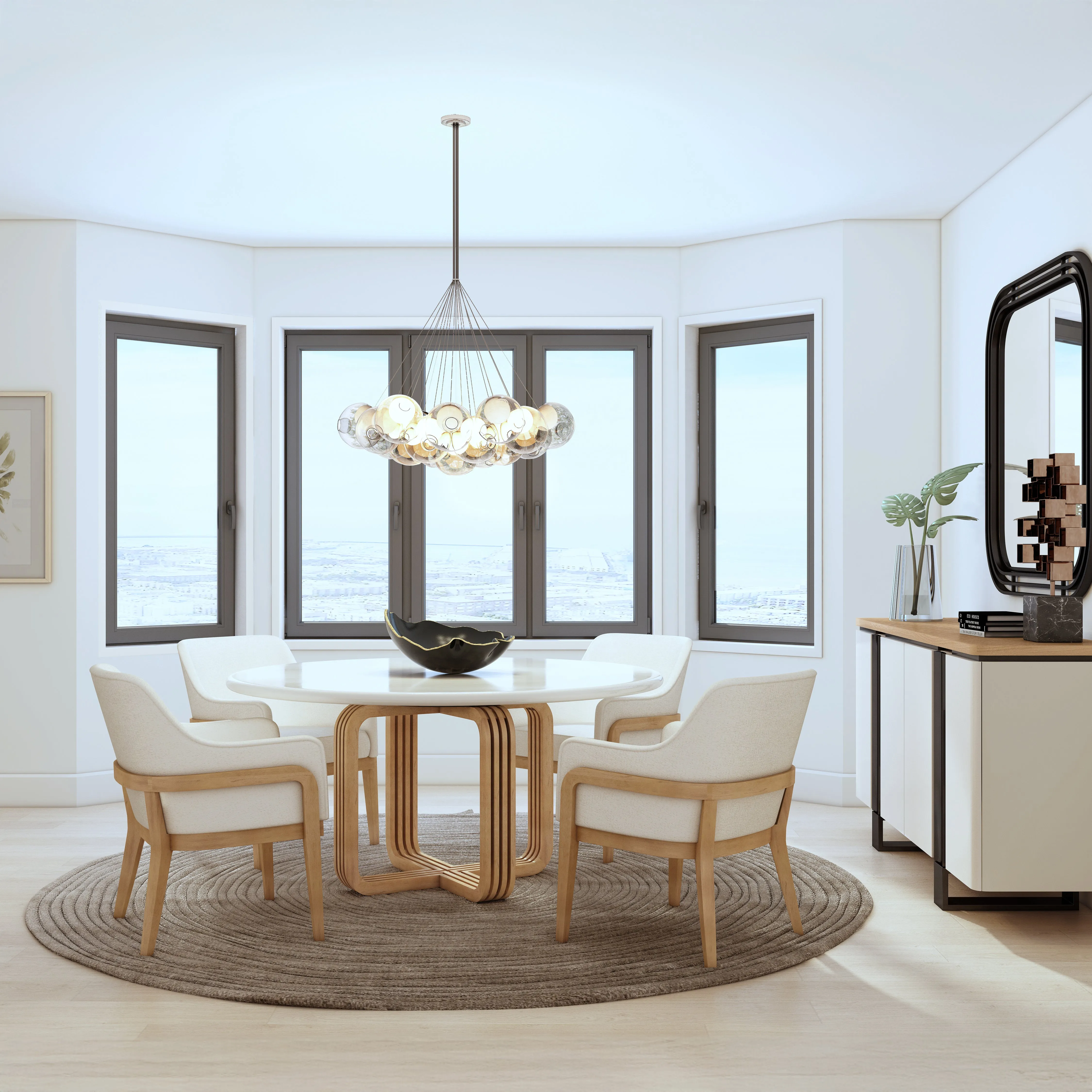 PORTICO 4 Doors White & Wood Sideboard