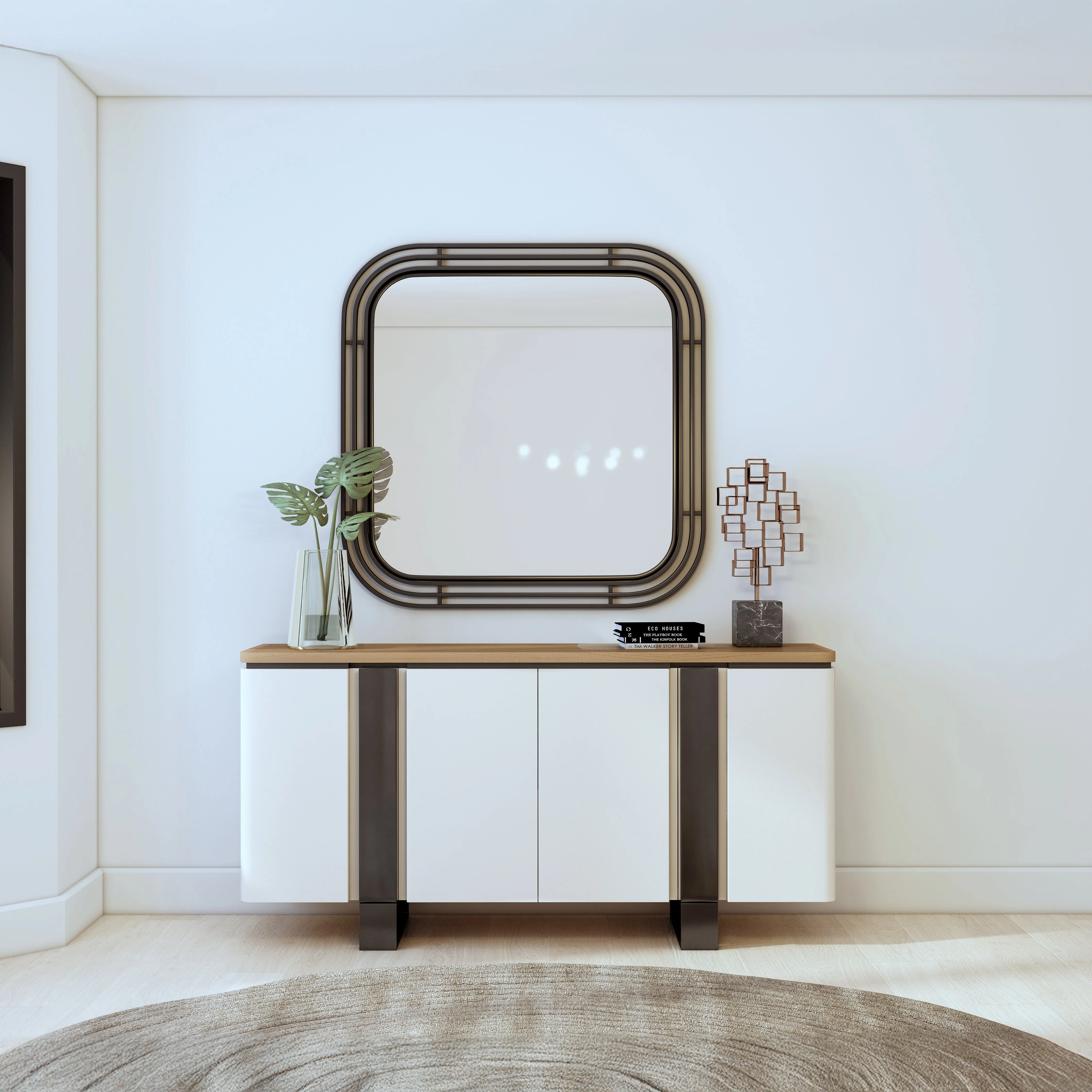 PORTICO 4 Doors White & Wood Sideboard