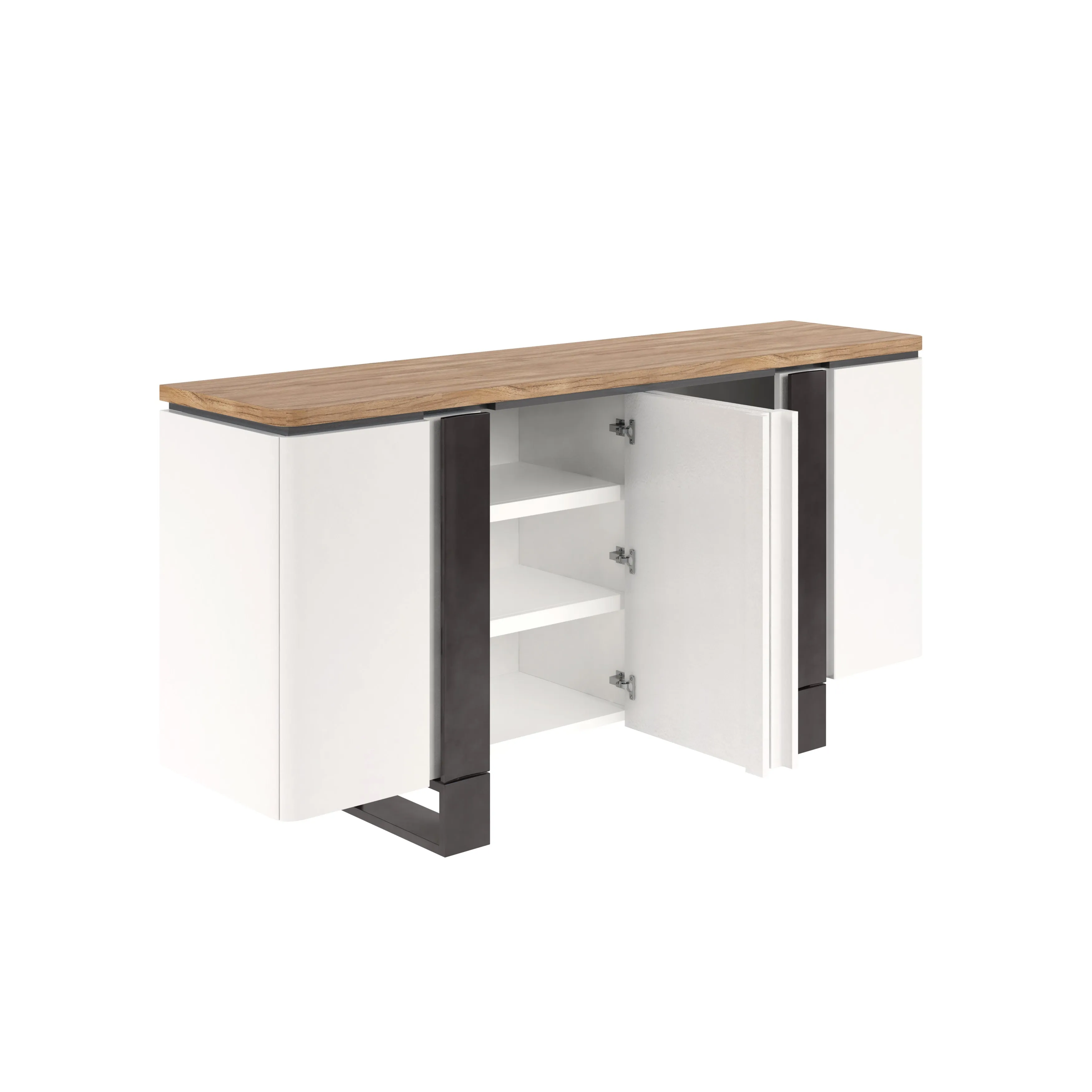 PORTICO 4 Doors White & Wood Sideboard