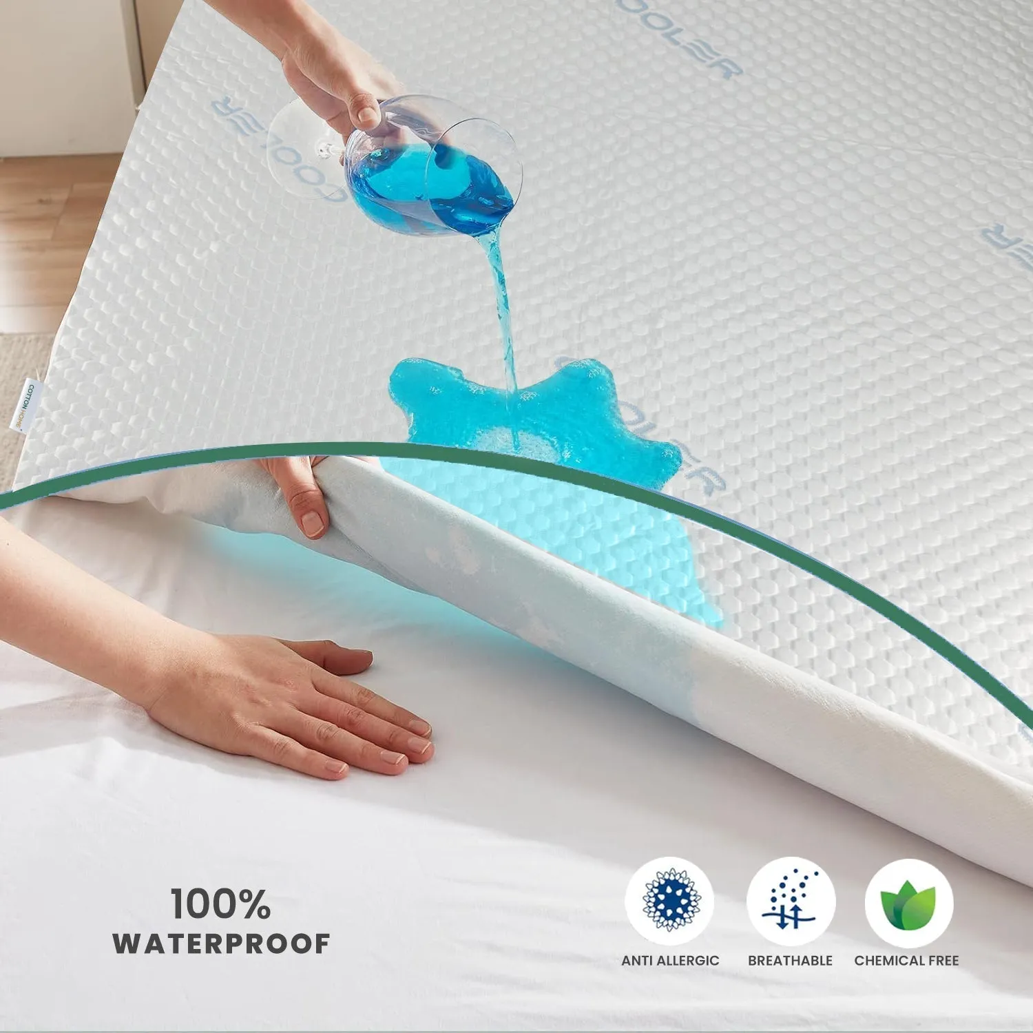 Premium Coolent Mattress Protector 180x200 35CM | Breathable & Waterproof by Cotton Home