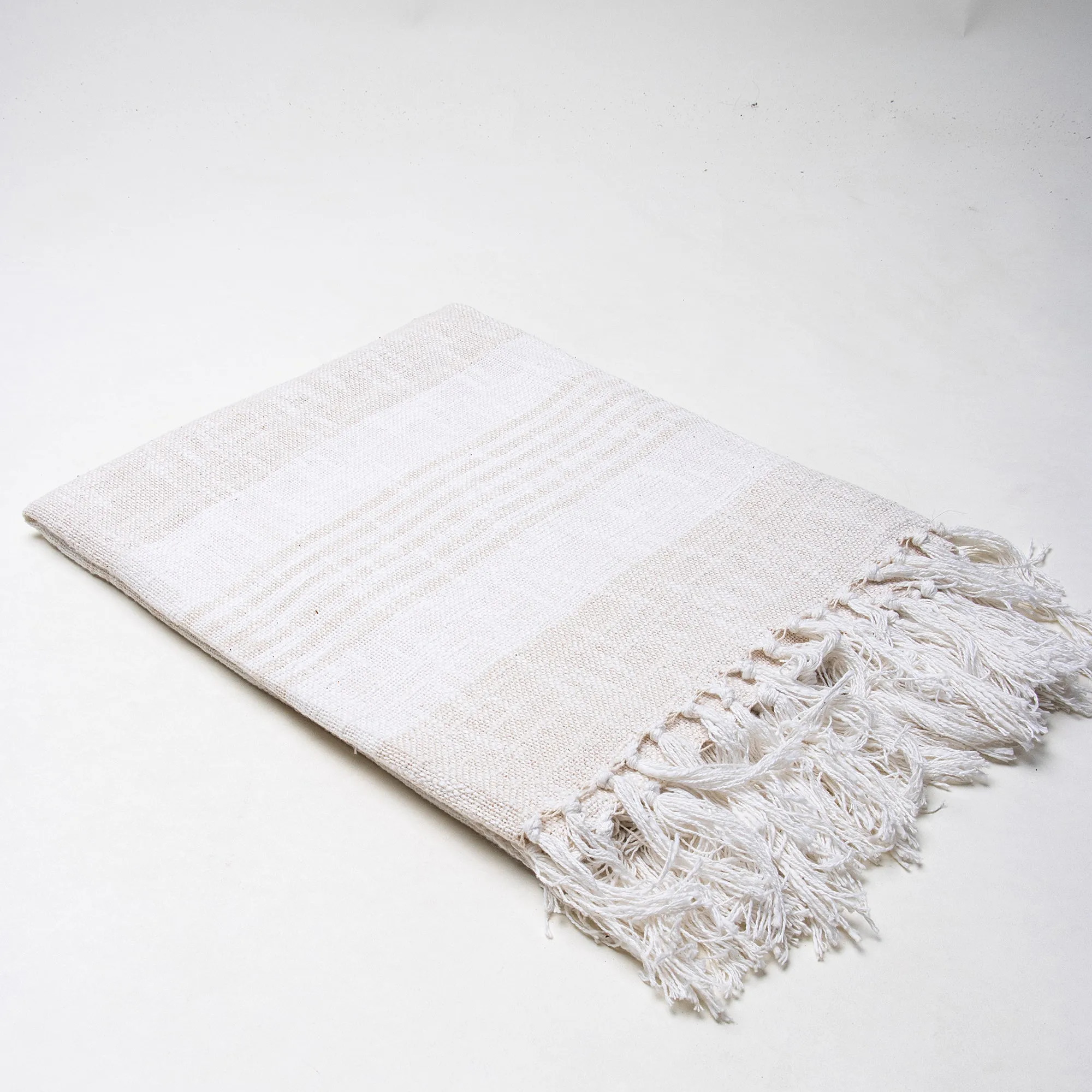 Premium Cream Woven Cotton Throws For Sofas For Couch Decor