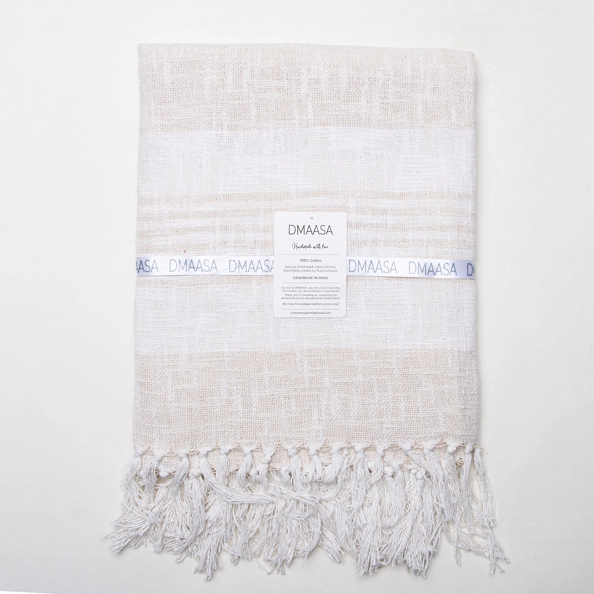 Premium Cream Woven Cotton Throws For Sofas For Couch Decor