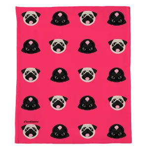 Pug Blanket | Different Pug dogs on Hot Pink