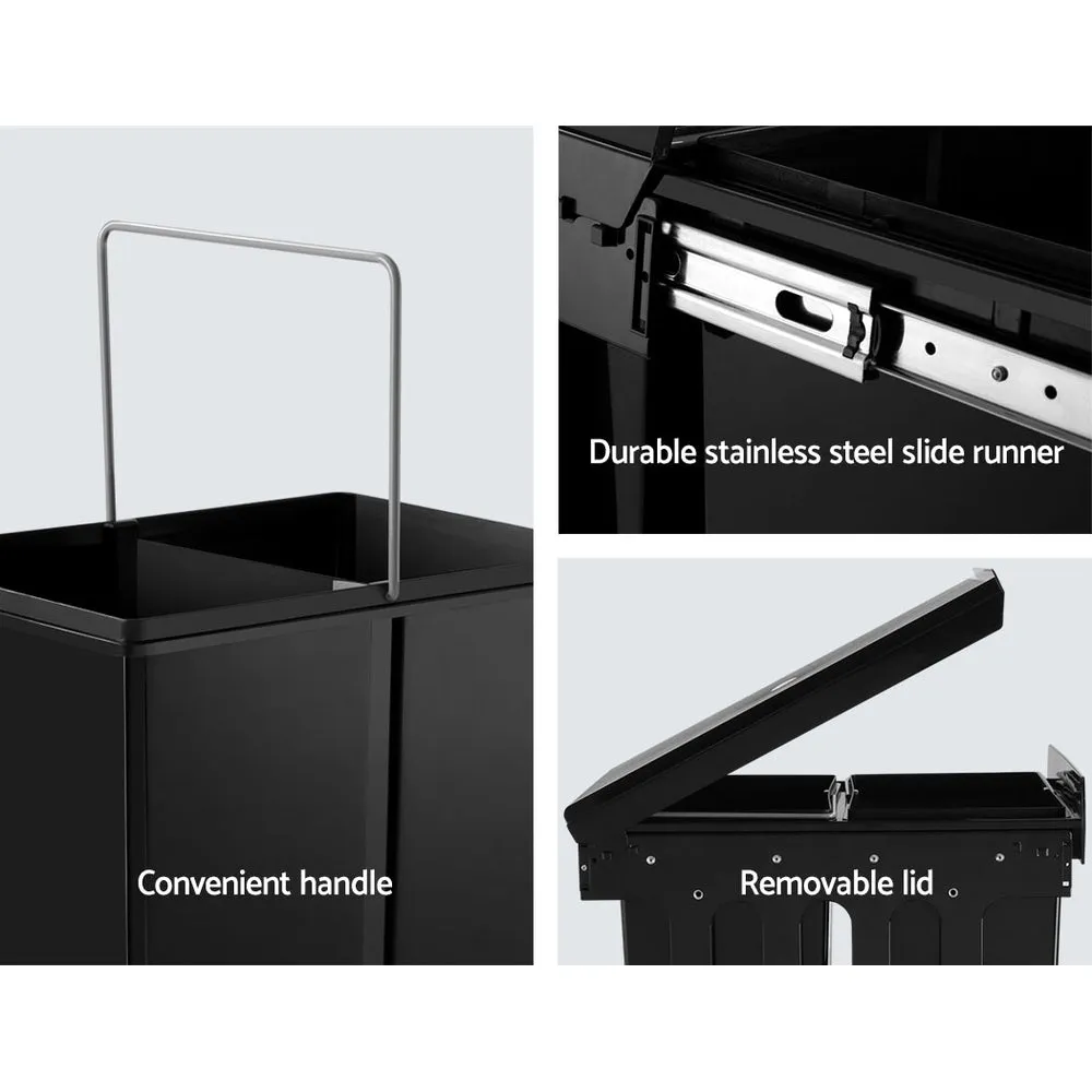 Pull Out Bin - Black (2x15L)