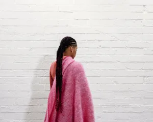 Raspberry Mooneen Mohair Throw Blanket
