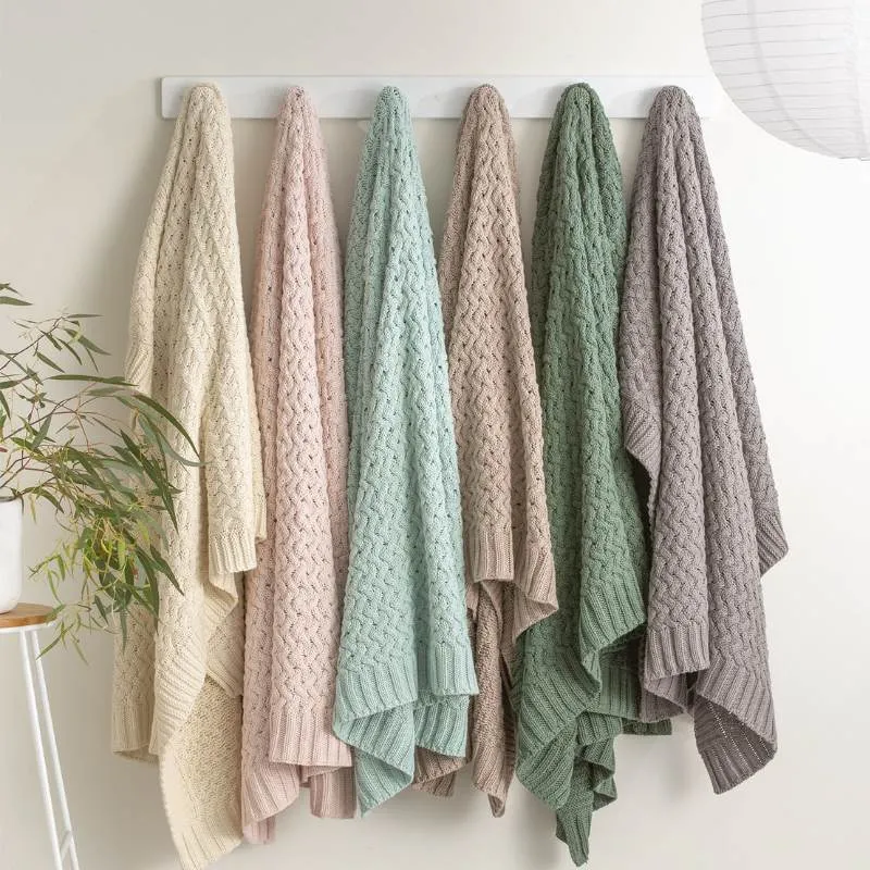 Renee Taylor Lenni Cotton Knitted Primrose Throw