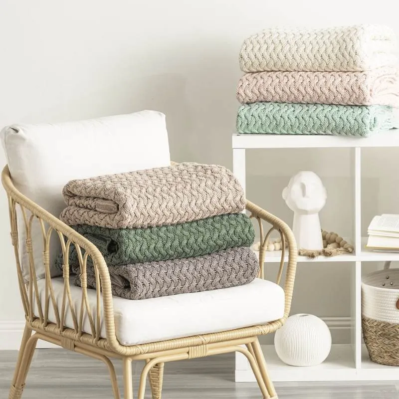 Renee Taylor Lenni Cotton Knitted Primrose Throw