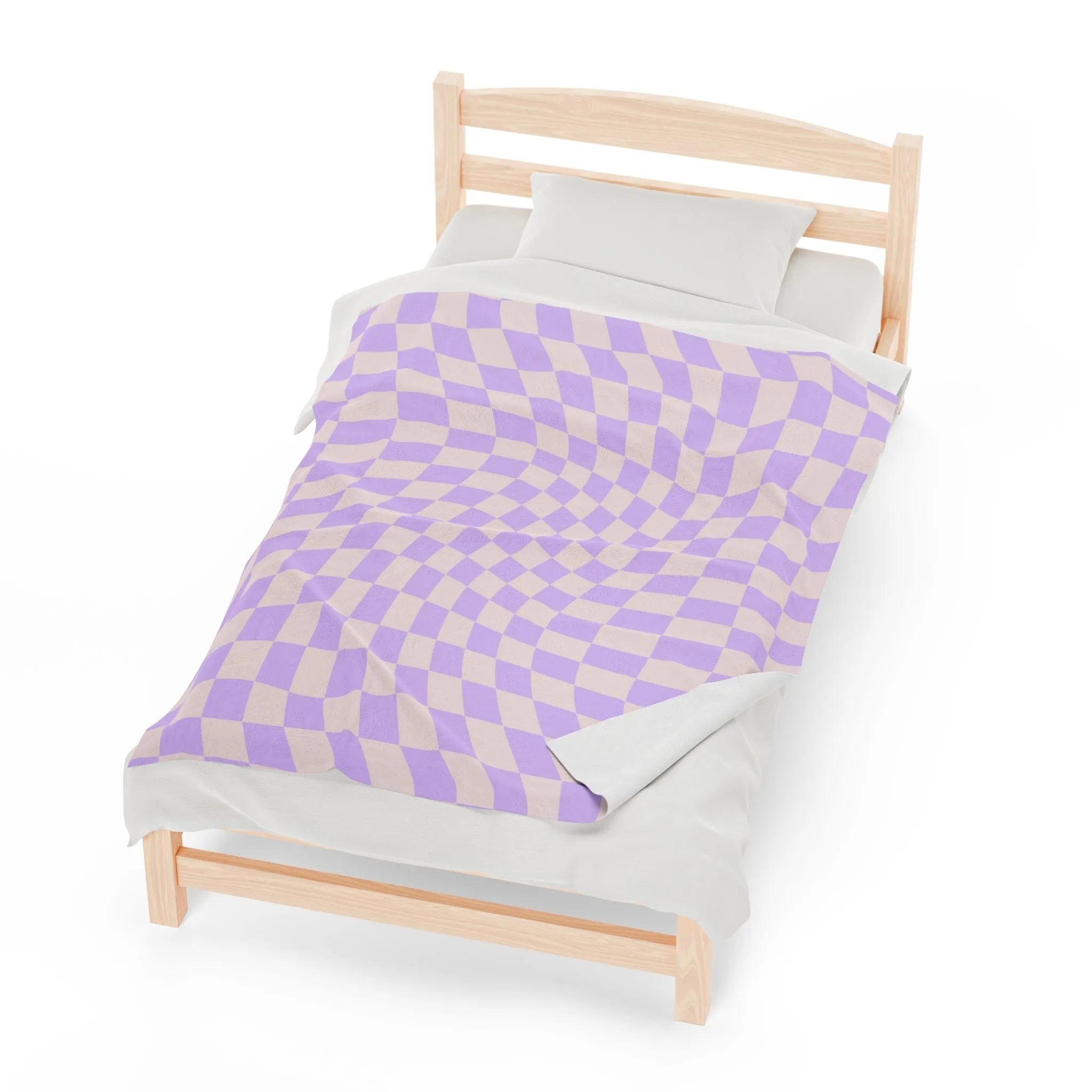 Retro Purple Checkered Throw Blanket