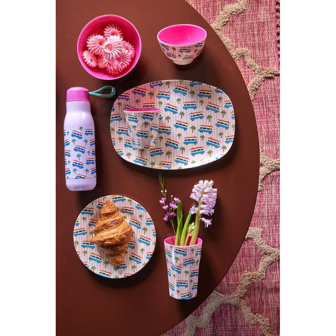 Rice DK Stainless Steel Drinking Bottle with Pink Cars Print - 12h Hot/24h Cold - 500 ml