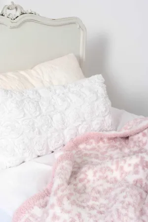 Rose Pink & White Leopard Print Twin Bed Blanket