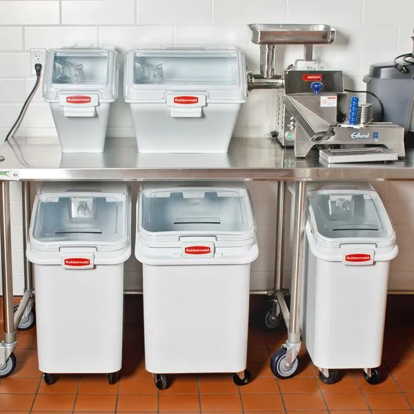 RUBBERMAID PROSAVE INGREDIENT STORAGE BIN WITH SLIDING LID AND SCOOP- WHITE 12.6 GAL