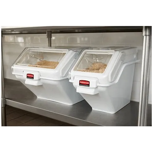 RUBBERMAID PROSAVE INGREDIENT STORAGE BIN WITH SLIDING LID AND SCOOP- WHITE 12.6 GAL