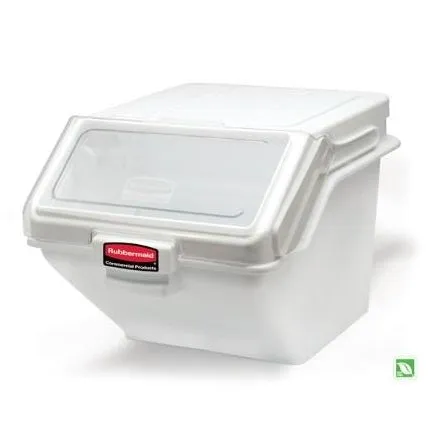RUBBERMAID PROSAVE INGREDIENT STORAGE BIN WITH SLIDING LID AND SCOOP- WHITE 12.6 GAL